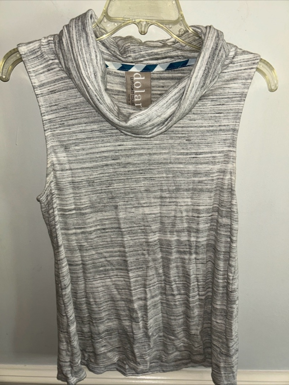 dolan Gray Striped Sleeveless Cowl Neck Top